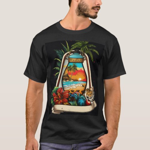  Tropical Neo_Traditional Tattoo Art T_Shirt