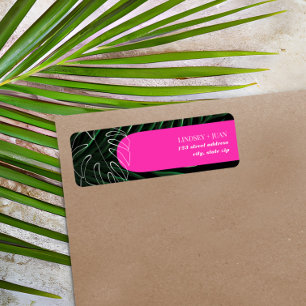 Tropical Neon Arch Palm Leaf Wedding Label
