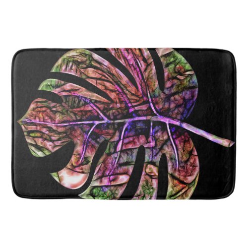 Tropical Neon Bright Leaf Bath Mat