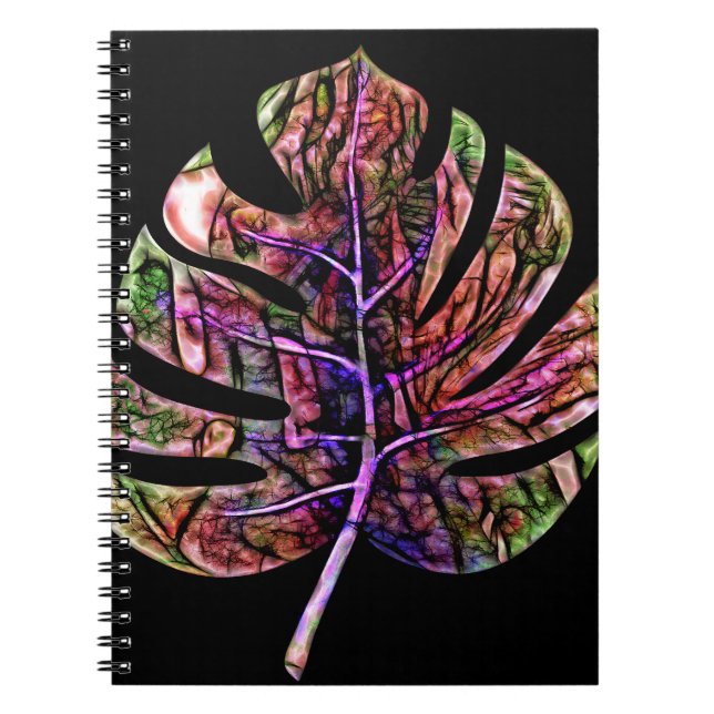 Tropical Neon Bright Leaf Notebook (Front)