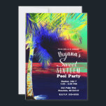 Tropical Neon Color Beach Palm Sweet 16 Invitation<br><div class="desc">Customize for any event.</div>