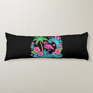 Tropical Neon Flamingo Body Pillow