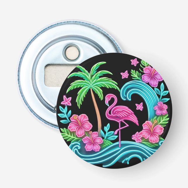 Tropical Neon Flamingo Bottle Opener (Front)