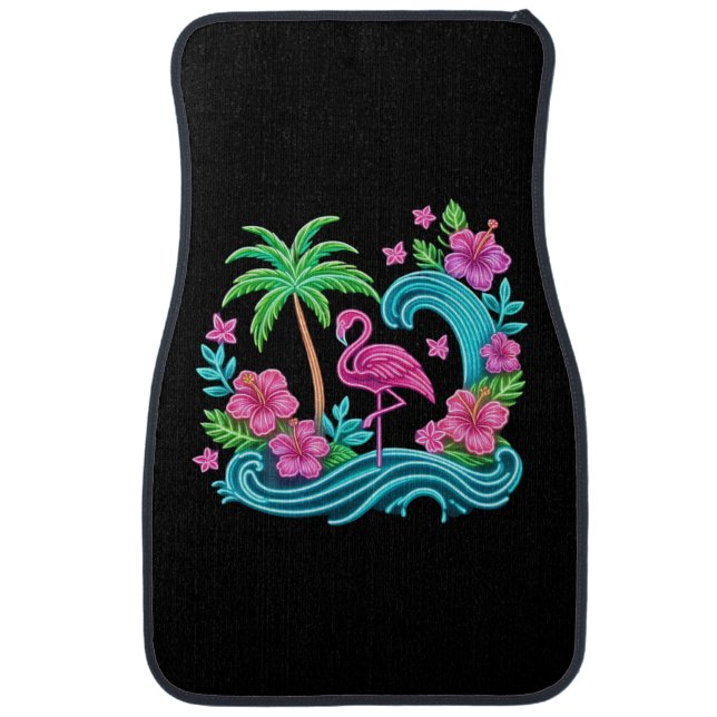 Tropical Neon Flamingo Car Floor Mat (Front)
