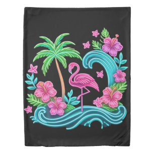 Tropical Neon Flamingo Duvet Cover