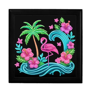 Tropical Neon Flamingo Gift Box