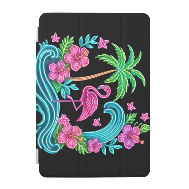 Tropical Neon Flamingo iPad Mini Cover (Front)