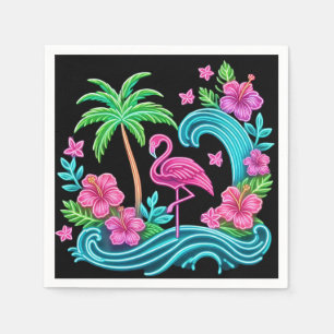 Tropical Neon Flamingo Napkins