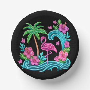 Tropical Neon Flamingo Paper Bowls