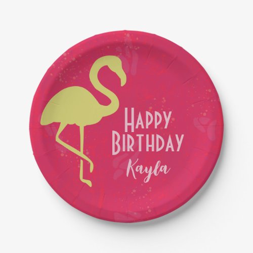 Tropical Neon Flamingo Paper Plates