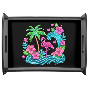 Tropical Neon Flamingo Serving Tray