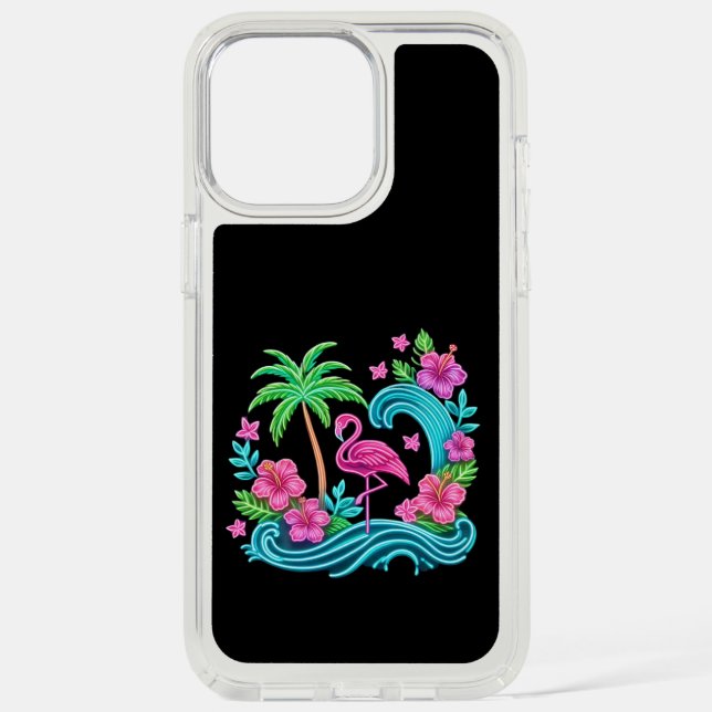 Tropical Neon Flamingo Speck iPhone Case (Front)