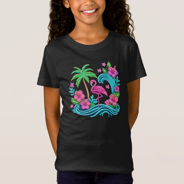 Tropical Neon Flamingo T-Shirt (Front)