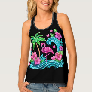 Tropical Neon Flamingo Tank Top
