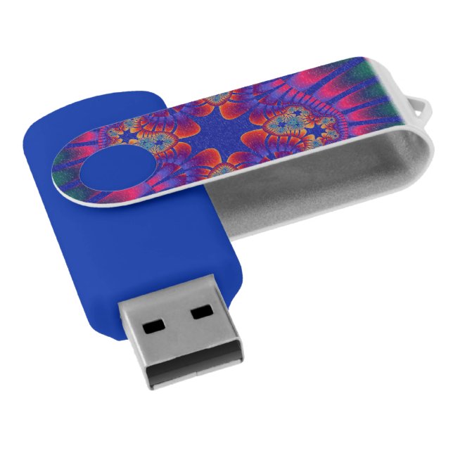 Tropical Neon Flower Flash Drive (Angled)