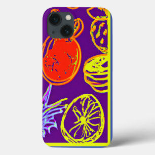 Tropical Neon Fruits Patterns iPhone 13 Case