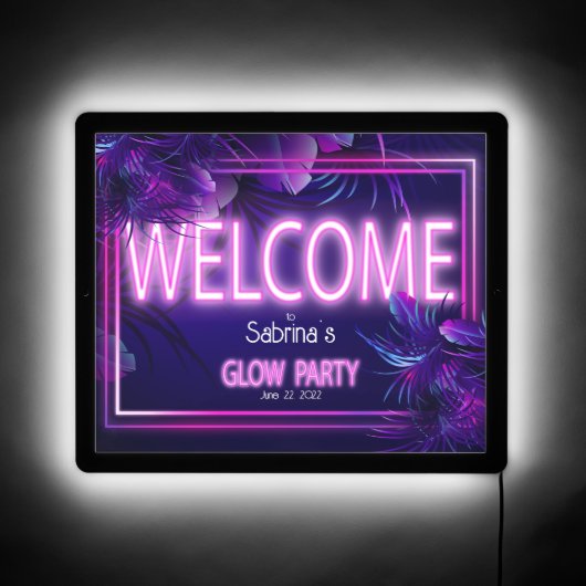 Tropical Neon Glow Party Sign (Front)
