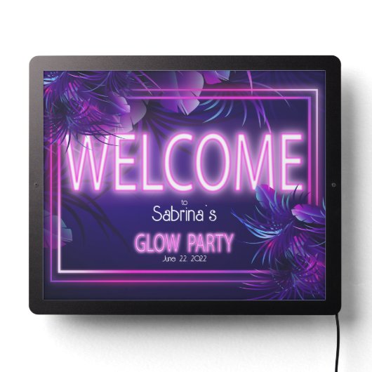Tropical Neon Glow Party Sign (Lights Off)