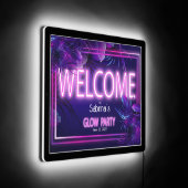 Tropical Neon Glow Party Sign (Angle)