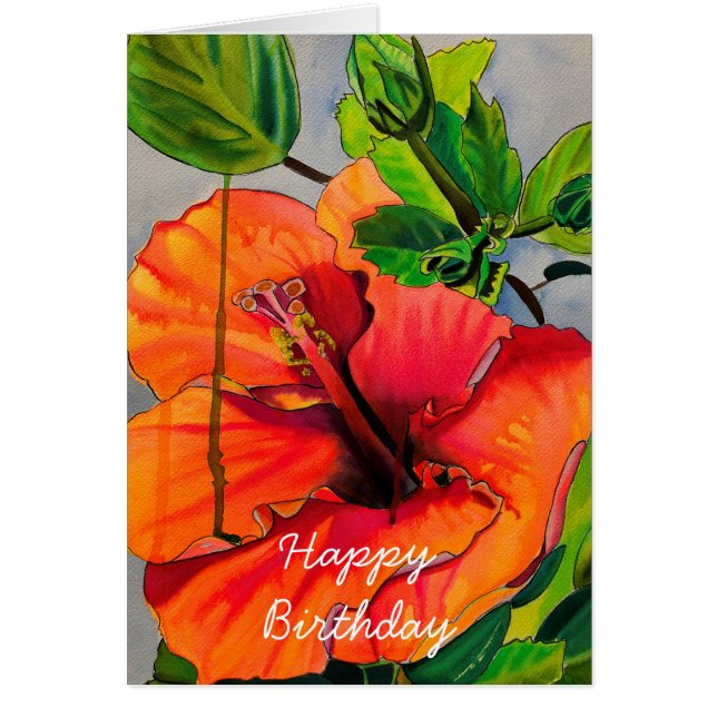 Tropical Neon Hibiscus flower Cards (Front)