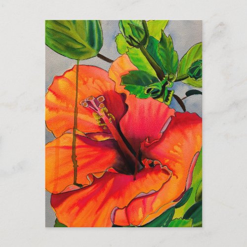 Tropical Neon Hibiscus flower Postcard