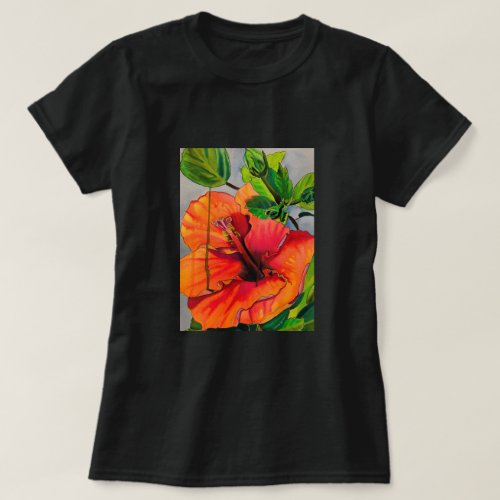 Tropical Neon Hibiscus flower T_Shirt