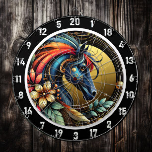 Tropical Neon Horse Escape Artwork Dart Board