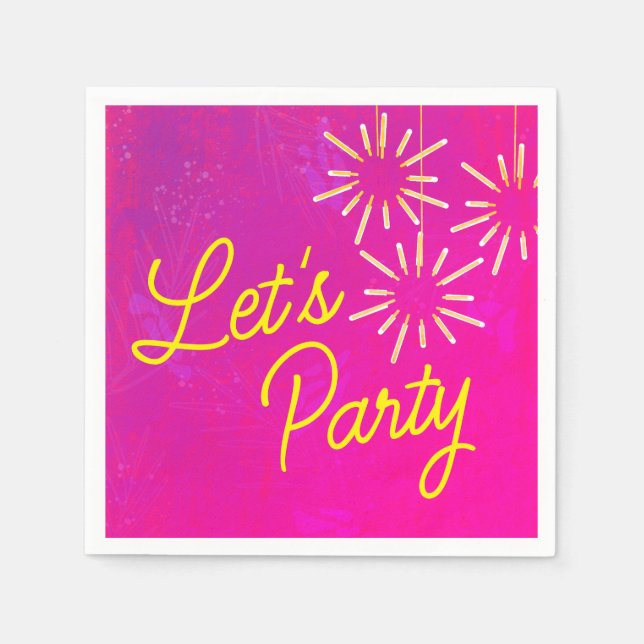 Tropical Neon Miami Bachelorette Party Napkins (Front)