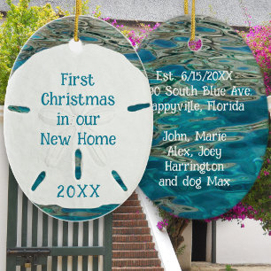 Tropical New Home Established Christmas Ceramic Ornament