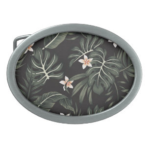 Tropical Night Flora: Exotic Vintage. Belt Buckle