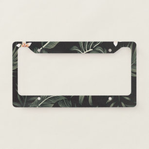 Tropical Night Flora: Exotic Vintage. License Plate Frame
