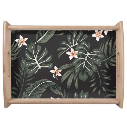 Tropical Night Flora Exotic Vintage Serving Tray