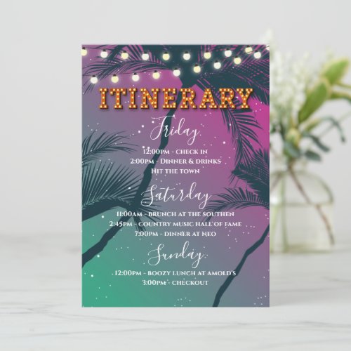 Tropical Night Itinerary Card