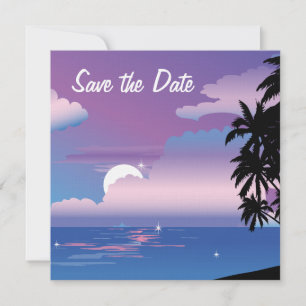 Tropical Night Save the Date Wedding Invitat