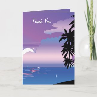 Tropical Night Thank You Wedding  Card