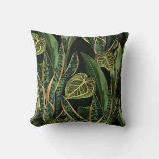 Tropical night vintage illustration throw pillow