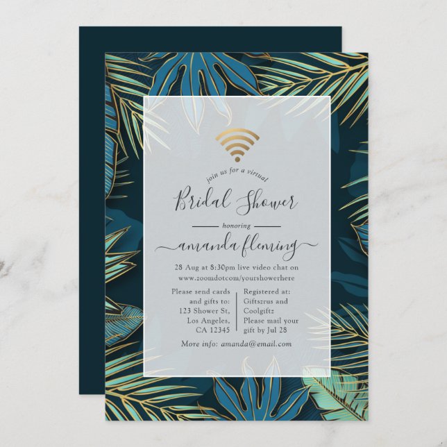 Tropical Night Virtual Shower Invitation (Front/Back)