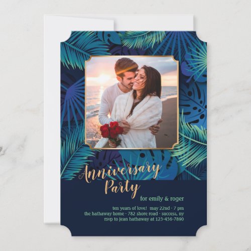 Tropical Night Wedding Anniversary Party Invitation