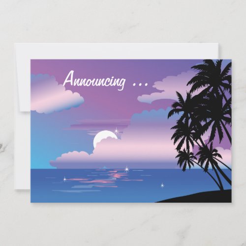 Tropical Night   Wedding Annoucement Custom Invitations