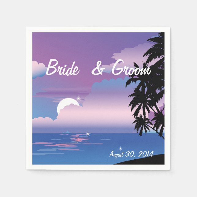 Tropical Night Wedding Paper Napkins (Front)