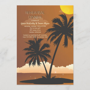 Tropical Night Wedding Rehearsal Dinner Invitation