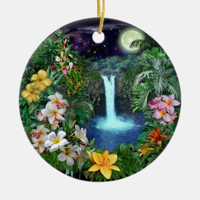 Tropical Nights Ceramic Ornament (Front)