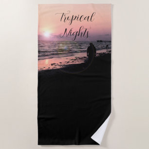 Tropical Nights Sunset Beach Towel