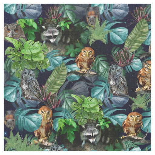 Tropical Nocturnal Animals come to life Fabric