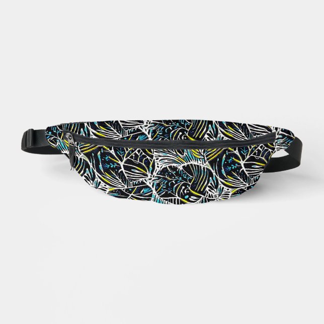 Tropical Noir Abstract Geometric Pattern Design 49 Fanny Pack (Front)
