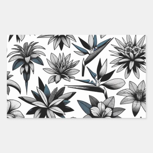 Tropical Noir Floral  Rectangular Sticker