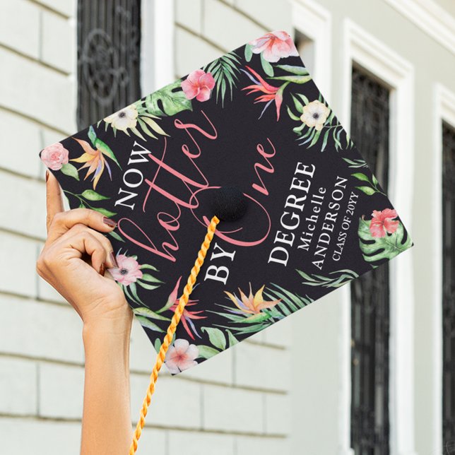 Tropical 'Now Hotter By One Degree' Graduate Graduation Cap Topper (Creator Uploaded)