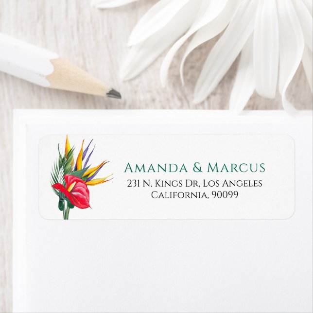 Tropical Oases Flowers Wedding Label (Insitu)