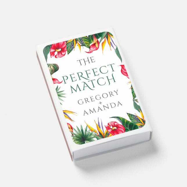 Tropical Oases Flowers Wedding Matchboxes (Front Closed)