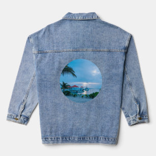 Tropical Oasis Denim Jacket: Palm Trees & Resort Denim Jacket